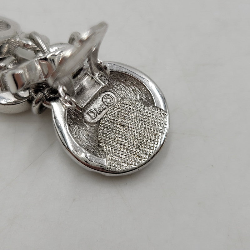 美品　クリスチャンディオール　ネックレス　イヤリング　ラインストーン　シルバー 中古品】【レディース】 Christian Dior クリスチャンディオール