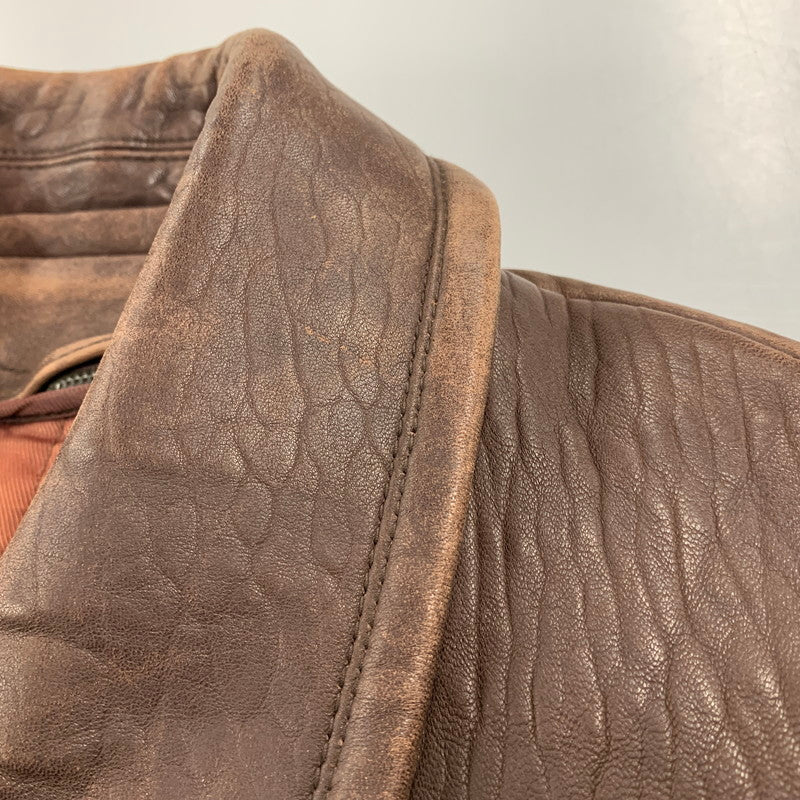 【現状渡し品】【メンズ】 OLD YVES SAINT LAURENT オールド イヴサンローラン LEATHER JACKET レザージャケット アウター 146-251016-as-06-izu サイズ：100 カラー：ブラウン 万代Net店