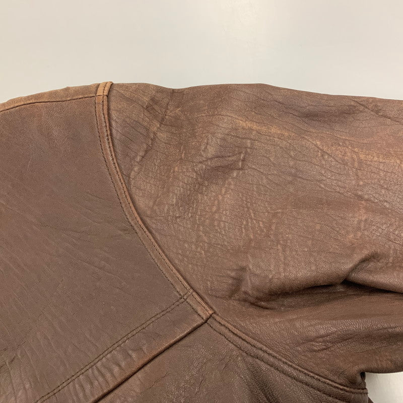 【現状渡し品】【メンズ】 OLD YVES SAINT LAURENT オールド イヴサンローラン LEATHER JACKET レザージャケット アウター 146-251016-as-06-izu サイズ：100 カラー：ブラウン 万代Net店