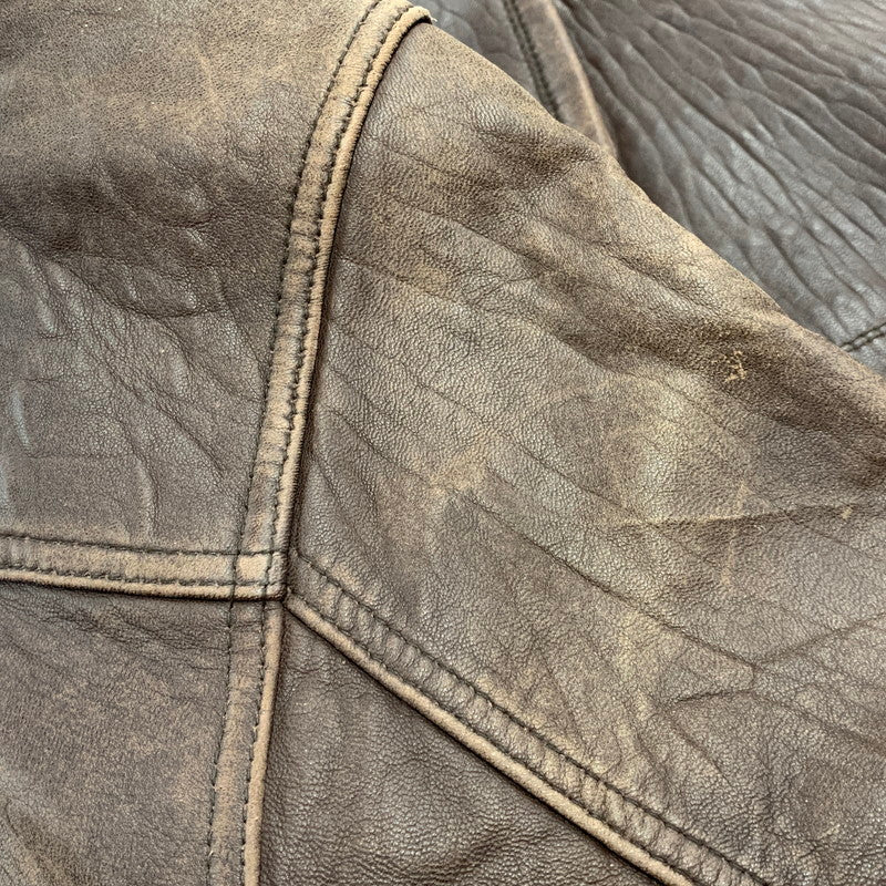 【現状渡し品】【メンズ】 OLD YVES SAINT LAURENT オールド イヴサンローラン LEATHER JACKET レザージャケット アウター 146-251016-as-06-izu サイズ：100 カラー：ブラウン 万代Net店