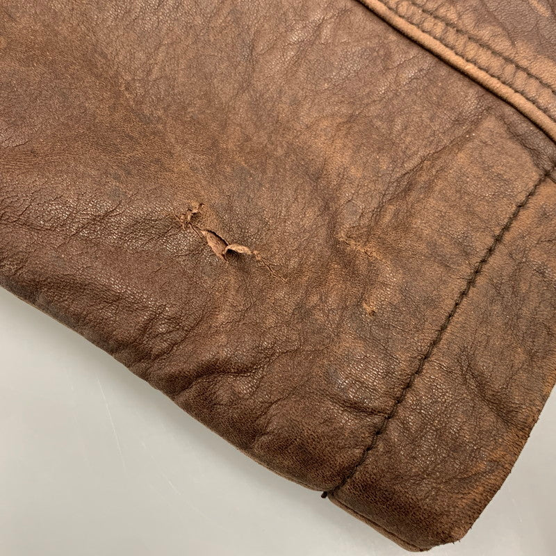 【現状渡し品】【メンズ】 OLD YVES SAINT LAURENT オールド イヴサンローラン LEATHER JACKET レザージャケット アウター 146-251016-as-06-izu サイズ：100 カラー：ブラウン 万代Net店