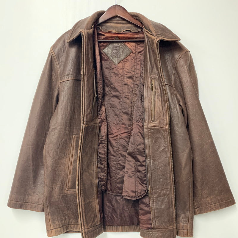 【現状渡し品】【メンズ】 OLD YVES SAINT LAURENT オールド イヴサンローラン LEATHER JACKET レザージャケット アウター 146-251016-as-06-izu サイズ：100 カラー：ブラウン 万代Net店