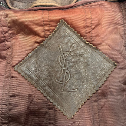 【現状渡し品】【メンズ】 OLD YVES SAINT LAURENT オールド イヴサンローラン LEATHER JACKET レザージャケット アウター 146-251016-as-06-izu サイズ：100 カラー：ブラウン 万代Net店