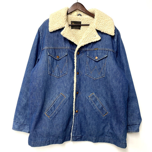 【中古品】【メンズ】 Wrangler ラングラー JL556NV USA製 70S-80S BOA DENIM JACKET ボア デニム ジャケット アウター 146-251017-ya-06-izu サイズ：XL カラー：インディゴ 万代Net店