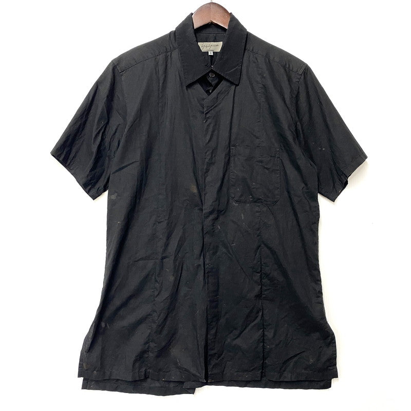 【現状渡し品】【メンズ】 Yohji Yamamoto POUR HOMME ヨウジヤマモトプールオム H0-B70-056 SS ショートスリーブ LAYERED SHIRT レイヤード シャツ トップス 半袖 140-251017-ya-02-izu サイズ：2 カラー：BLACK 万代Net店