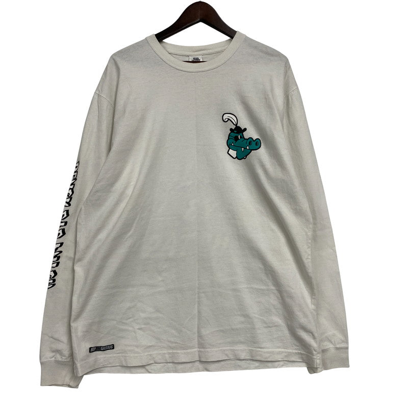 【中古品】【メンズ】 THE BLACK EYE PATCH ブラックアイパッチ × GASIUS ガシアス PIRATES CROCODILE PRINT LS TEE プリント ロングスリーブ Tシャツ 長袖 トップス 142-251025-as-09-izu サイズ：L カラー：ホワイト 万代Net店