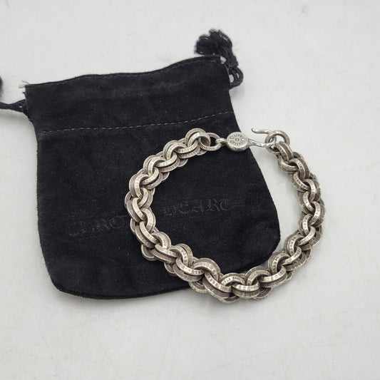 【中古品】【メンズ/レディース】 CHROME HEARTS クロムハーツ 925 1 DOUBLE B RING BRACELET ダブルBリング ブレスレット アクセサリー 190-251214-as-06-izu カラー：シルバー 万代Net店