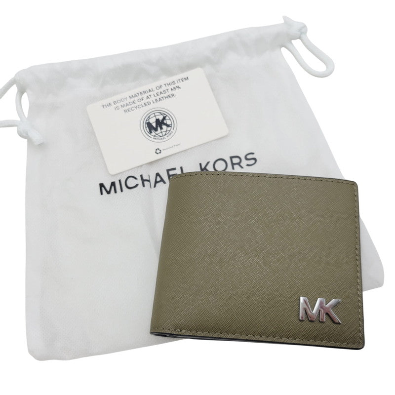 【中古美品】【メンズ/レディース】 Michael Kors マイケルコース COOPER SAFFIANO LEATHER BILLFOLD WALLET WITH PASS CASE 36S5LCOF2U レザー ビルフォールド ウォレット パスケース 財布 201-251027-as-28-izu カラー：オリーブ 万代Net店