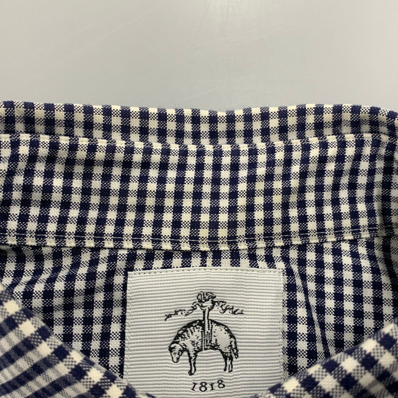【中古品】【メンズ】 Brooks Brothers ブルックスブラザーズ BLACK FLEECE GINGHAM CHECK LS BD SHIRT ブラックフリース ギンガムチェック ロングスリーブ ボタンダウン シャツ 長袖 トップス 145-251024-as-30-izu サイズ：BB0 カラー：ネイビー×ホワイト 万代Net店