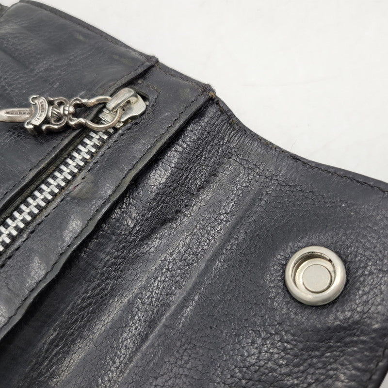 【現状渡し品】【メンズ】 CHROME HEARTS クロムハーツ WAVE WALLET ウェーブウォレット 長財布 190-251214-as-07-izu カラー：ブラック 万代Net店