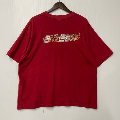 【中古品】【メンズ】 OLD STUSSY オールドステューシー LOGO T-SHIRT ロゴ Tシャツ 紺タグ USA製 半袖 トップス 146-251021-as-01-izu サイズ：XL カラー：レッド 万代Net店