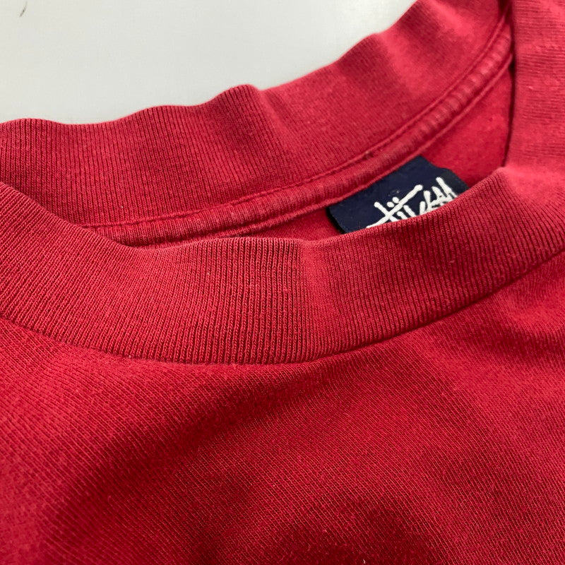 【中古品】【メンズ】 OLD STUSSY オールドステューシー LOGO T-SHIRT ロゴ Tシャツ 紺タグ USA製 半袖 トップス 146-251021-as-01-izu サイズ：XL カラー：レッド 万代Net店