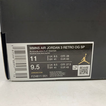 【中古美品】【メンズ】 NIKE ナイキ × A MA MANIERE アママニエール WMNS AIR JORDAN 3 RETRO OG SP FZ4811-001 ウィメンズ エア ジョーダン 3 レトロ OG SP スニーカー シューズ 靴 160-251024-as-01-izu サイズ：28cm カラー：BLACK/BLACK-FLAT PEWTER 万代Net店