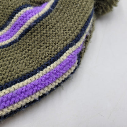 【中古品】【メンズ/レディース】 STUSSY ステューシー STRIPED POM BEANIE 1321079 ストライプ ビーニー ニット帽 帽子 185-251028-as-39-izu サイズ：F カラー：カーキ 万代Net店