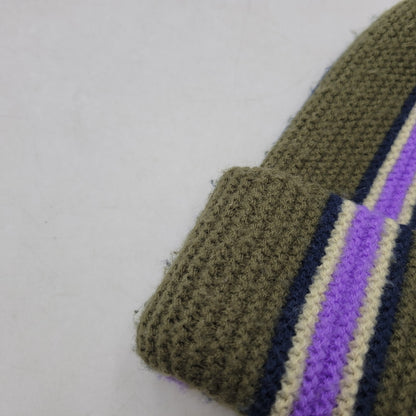 【中古品】【メンズ/レディース】 STUSSY ステューシー STRIPED POM BEANIE 1321079 ストライプ ビーニー ニット帽 帽子 185-251028-as-39-izu サイズ：F カラー：カーキ 万代Net店