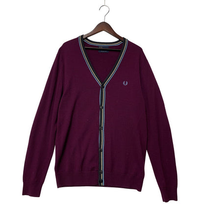 【中古品】【メンズ】 BOLD TIPPED CARDIGAN K3207 ボールド ティップド カーディガン 141-251027-as-24-izu サイズ：L カラー：バーガンディ系 万代Net店
