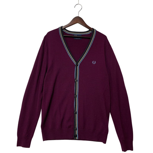 【中古品】【メンズ】 BOLD TIPPED CARDIGAN K3207 ボールド ティップド カーディガン 141-251027-as-24-izu サイズ：L カラー：バーガンディ系 万代Net店
