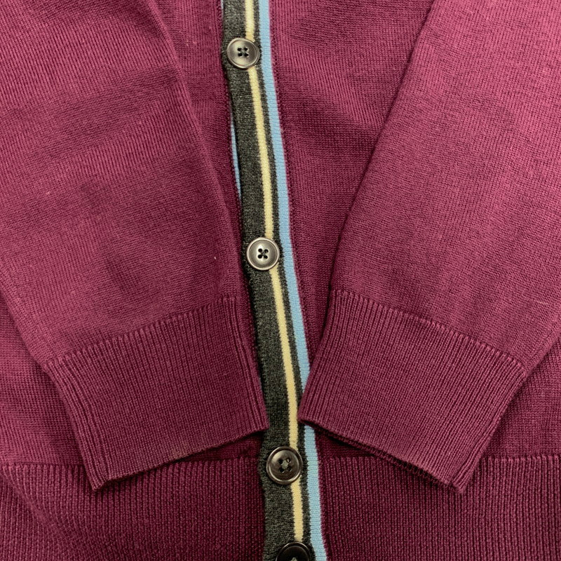 【中古品】【メンズ】 BOLD TIPPED CARDIGAN K3207 ボールド ティップド カーディガン 141-251027-as-24-izu サイズ：L カラー：バーガンディ系 万代Net店