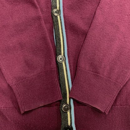 【中古品】【メンズ】 BOLD TIPPED CARDIGAN K3207 ボールド ティップド カーディガン 141-251027-as-24-izu サイズ：L カラー：バーガンディ系 万代Net店