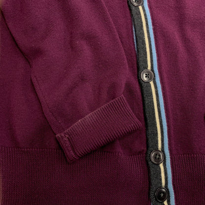 【中古品】【メンズ】 BOLD TIPPED CARDIGAN K3207 ボールド ティップド カーディガン 141-251027-as-24-izu サイズ：L カラー：バーガンディ系 万代Net店