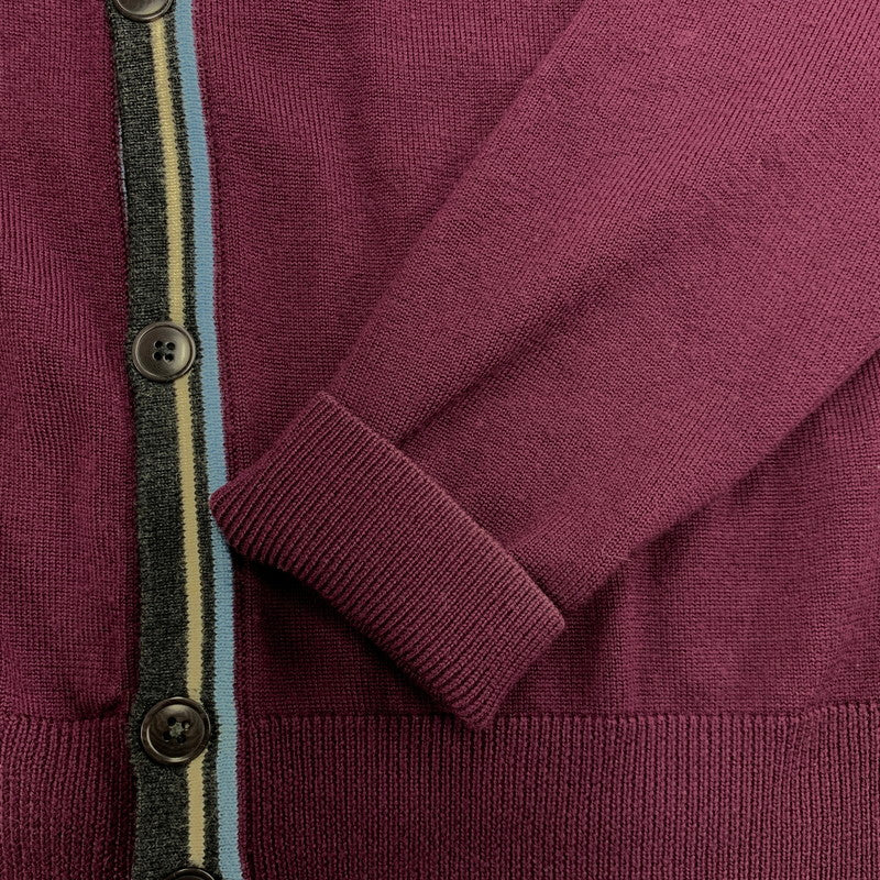 【中古品】【メンズ】 BOLD TIPPED CARDIGAN K3207 ボールド ティップド カーディガン 141-251027-as-24-izu サイズ：L カラー：バーガンディ系 万代Net店