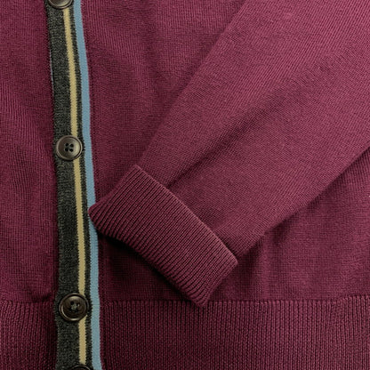【中古品】【メンズ】 BOLD TIPPED CARDIGAN K3207 ボールド ティップド カーディガン 141-251027-as-24-izu サイズ：L カラー：バーガンディ系 万代Net店