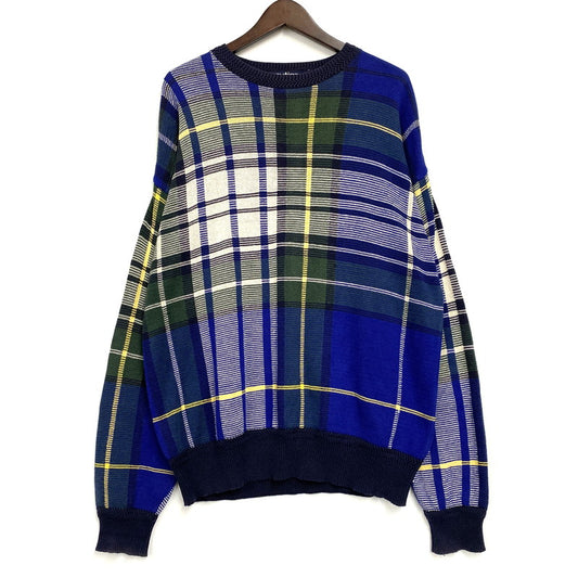 【現状渡し品】【メンズ】 NAUTICA ノーティカ COTTON KNIT SWEATER コットン ニット セーター 香港製 チェック 長袖 トップス 146-251028-as-20-izu サイズ：M カラー：マルチカラー 万代Net店