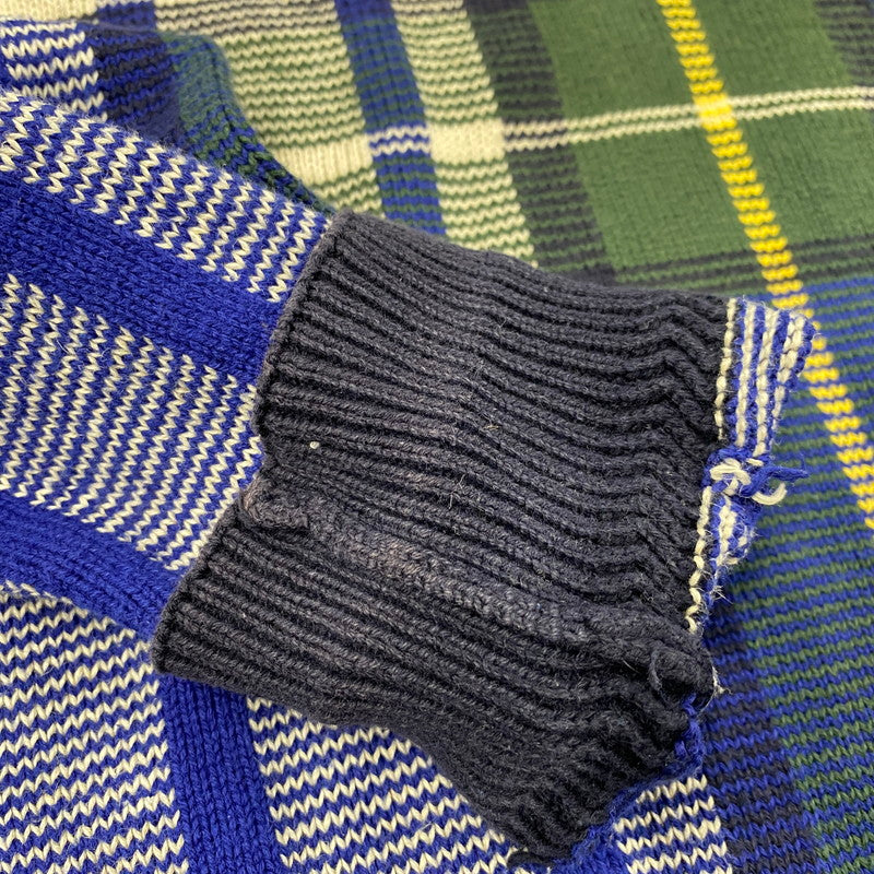 【現状渡し品】【メンズ】 NAUTICA ノーティカ COTTON KNIT SWEATER コットン ニット セーター 香港製 チェック 長袖 トップス 146-251028-as-20-izu サイズ：M カラー：マルチカラー 万代Net店