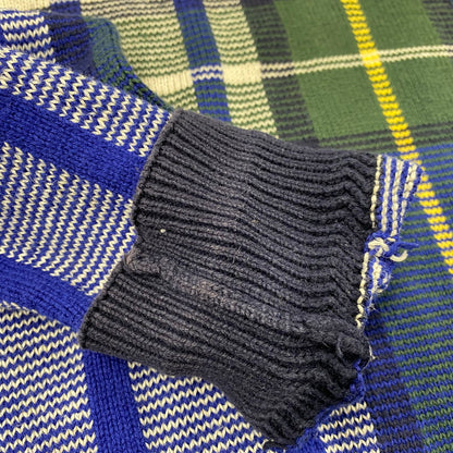 【現状渡し品】【メンズ】 NAUTICA ノーティカ COTTON KNIT SWEATER コットン ニット セーター 香港製 チェック 長袖 トップス 146-251028-as-20-izu サイズ：M カラー：マルチカラー 万代Net店