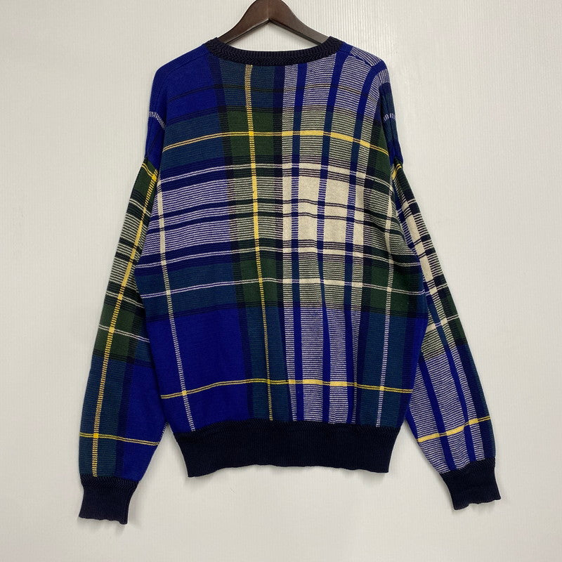 【現状渡し品】【メンズ】 NAUTICA ノーティカ COTTON KNIT SWEATER コットン ニット セーター 香港製 チェック 長袖 トップス 146-251028-as-20-izu サイズ：M カラー：マルチカラー 万代Net店