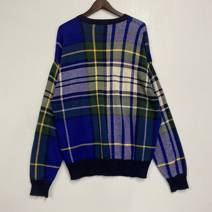 【現状渡し品】【メンズ】 NAUTICA ノーティカ COTTON KNIT SWEATER コットン ニット セーター 香港製 チェック 長袖 トップス 146-251028-as-20-izu サイズ：M カラー：マルチカラー 万代Net店