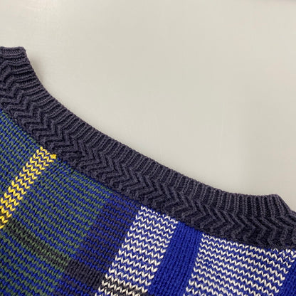 【現状渡し品】【メンズ】 NAUTICA ノーティカ COTTON KNIT SWEATER コットン ニット セーター 香港製 チェック 長袖 トップス 146-251028-as-20-izu サイズ：M カラー：マルチカラー 万代Net店