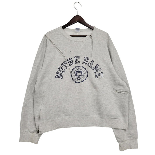 【中古品】【メンズ】 Champion チャンピオン USA製 青刺繍タグ 80S NOTRE DAME ノートルダム ZIP UP REMAKE SWEATSHIRT ジップ アップ リメイク スウェットシャツ トップス 長袖 146-251024-cs-15-izu サイズ：XXL カラー：グレー 万代Net店