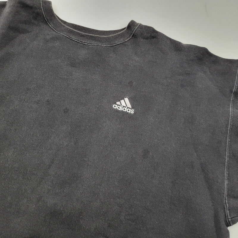 【中古品】【メンズ】 adidas アディダス SMALL PERFORMANCE LOGO CREWNECK SWEATSHIRT スモール パフォーマンス ロゴ クルーネック スウェットシャツ USA製 トレーナー 長袖 トップス 146-251101-as-13-izu サイズ：XL カラー：ブラック 万代Net店