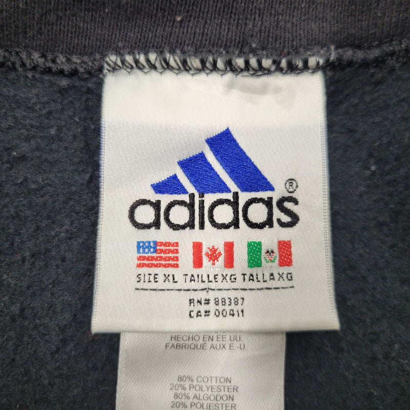 【中古品】【メンズ】 adidas アディダス SMALL PERFORMANCE LOGO CREWNECK SWEATSHIRT スモール パフォーマンス ロゴ クルーネック スウェットシャツ USA製 トレーナー 長袖 トップス 146-251101-as-13-izu サイズ：XL カラー：ブラック 万代Net店