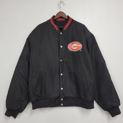 【中古品】【メンズ】 JH DESIGN ジェイエイチデザイン GEORGIA BULLDOGS REVERSIBLE STADIUM JACKET ジョージア ブルドッグズ リバーシブル スタジアムジャケット 韓国製 スタジャン アウター 146-251026-as-09-izu サイズ：XL カラー：ブラック/マルチカラー 万代Net店