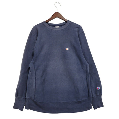 【現状渡し品】【メンズ】 Champion チャンピオン REVERSE WEAVE SWEATSHIRT リバースウィーブ スウェットシャツ メキシコ製 刺繍タグ 目あり トレーナー 長袖 トップス 146-251026-as-17-izu サイズ：L カラー：ネイビー 万代Net店