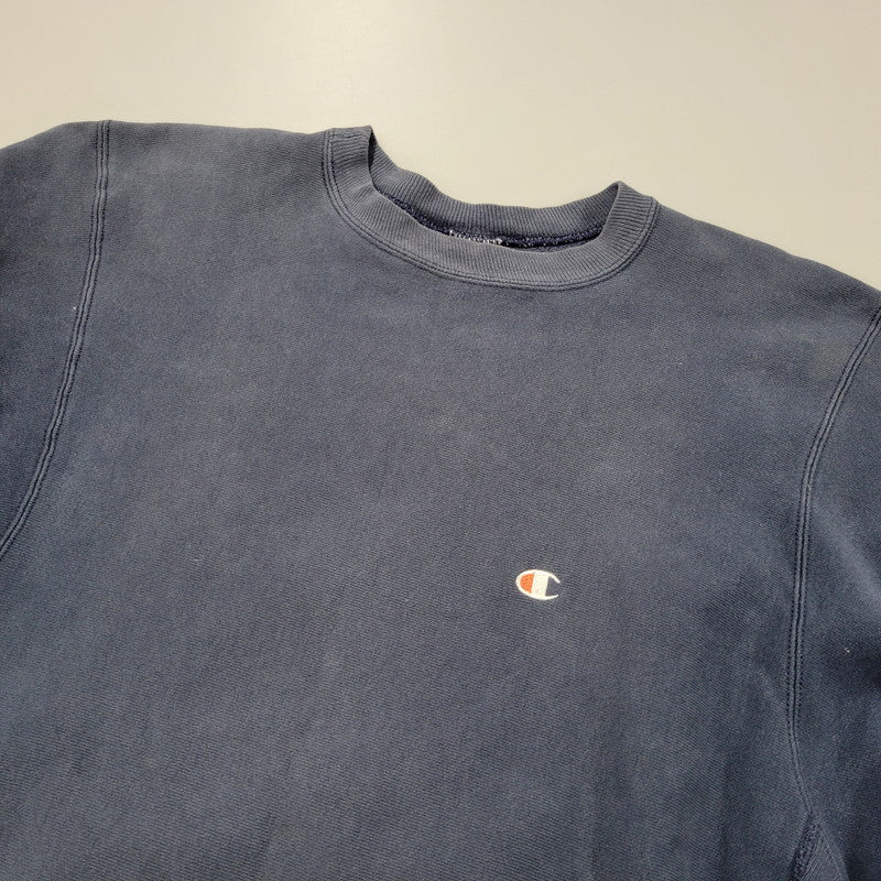 【現状渡し品】【メンズ】 Champion チャンピオン REVERSE WEAVE SWEATSHIRT リバースウィーブ スウェットシャツ メキシコ製 刺繍タグ 目あり トレーナー 長袖 トップス 146-251026-as-17-izu サイズ：L カラー：ネイビー 万代Net店
