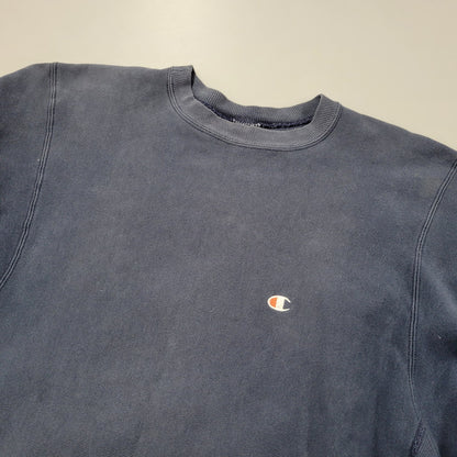 【現状渡し品】【メンズ】 Champion チャンピオン REVERSE WEAVE SWEATSHIRT リバースウィーブ スウェットシャツ メキシコ製 刺繍タグ 目あり トレーナー 長袖 トップス 146-251026-as-17-izu サイズ：L カラー：ネイビー 万代Net店