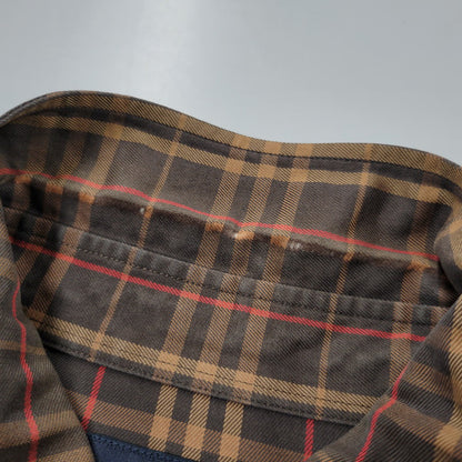 【中古品】【メンズ】 BURBERRY LONDON バーバリーロンドン CHECK LS BD SHIRT BBW80-940 チェック ロングスリーブ ボタンダウン シャツ 日本製 長袖 トップス 141-251026-as-13-izu サイズ：L カラー：ブラウン系 万代Net店