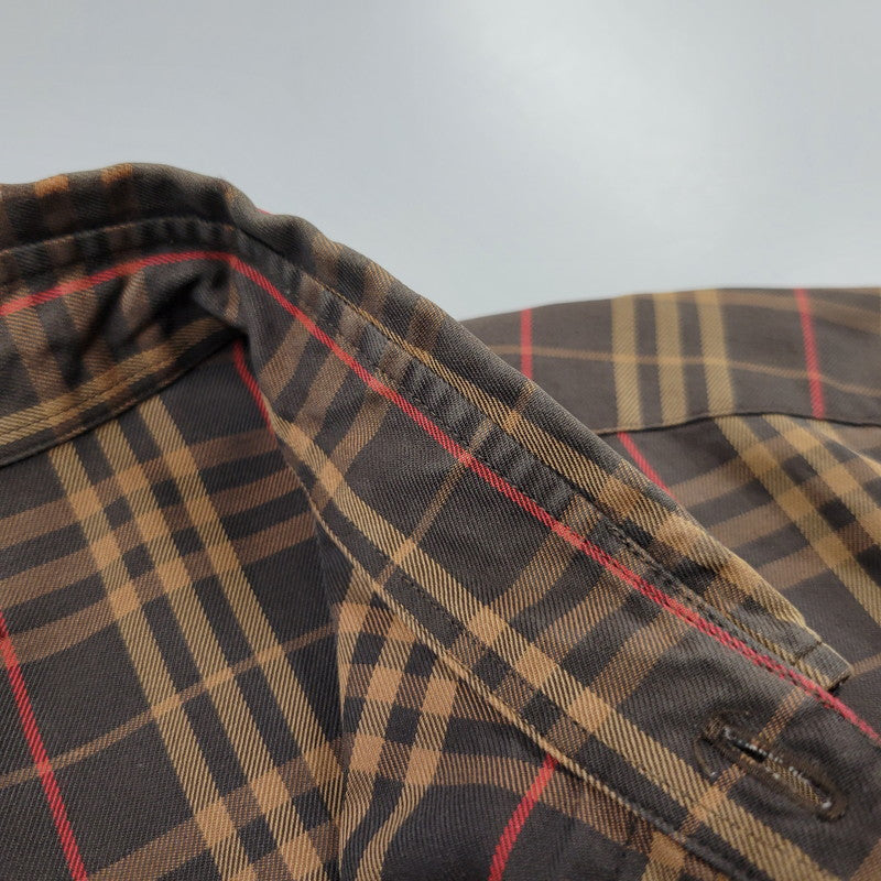 【中古品】【メンズ】 BURBERRY LONDON バーバリーロンドン CHECK LS BD SHIRT BBW80-940 チェック ロングスリーブ ボタンダウン シャツ 日本製 長袖 トップス 141-251026-as-13-izu サイズ：L カラー：ブラウン系 万代Net店