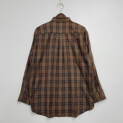 【中古品】【メンズ】 BURBERRY LONDON バーバリーロンドン CHECK LS BD SHIRT BBW80-940 チェック ロングスリーブ ボタンダウン シャツ 日本製 長袖 トップス 141-251026-as-13-izu サイズ：L カラー：ブラウン系 万代Net店