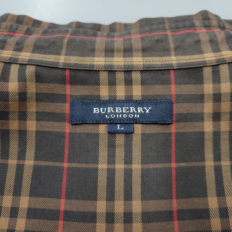 【中古品】【メンズ】 BURBERRY LONDON バーバリーロンドン CHECK LS BD SHIRT BBW80-940 チェック ロングスリーブ ボタンダウン シャツ 日本製 長袖 トップス 141-251026-as-13-izu サイズ：L カラー：ブラウン系 万代Net店
