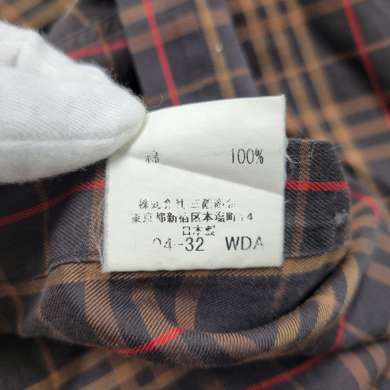 【中古品】【メンズ】 BURBERRY LONDON バーバリーロンドン CHECK LS BD SHIRT BBW80-940 チェック ロングスリーブ ボタンダウン シャツ 日本製 長袖 トップス 141-251026-as-13-izu サイズ：L カラー：ブラウン系 万代Net店