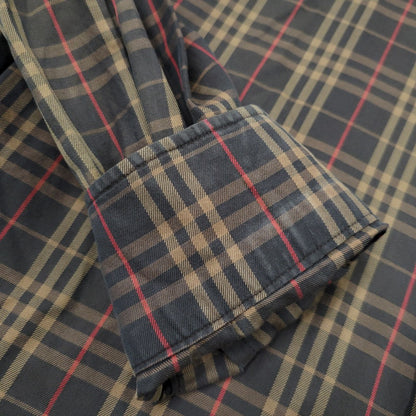 【中古品】【メンズ】 BURBERRY LONDON バーバリーロンドン CHECK LS BD SHIRT BBW80-940 チェック ロングスリーブ ボタンダウン シャツ 日本製 長袖 トップス 141-251026-as-13-izu サイズ：L カラー：ブラウン系 万代Net店