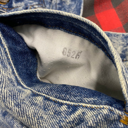 【中古品】【メンズ】 SMALL-E BUFFALO PLAID FLANNEL LINER CHEMICAL WASH DENIM JACKET 70417 0819 刻印527 ケミカルウォッシュ デニムジャケット USA製 アウター 146-251027-as-09-izu サイズ：L カラー：インディゴ 万代Net店