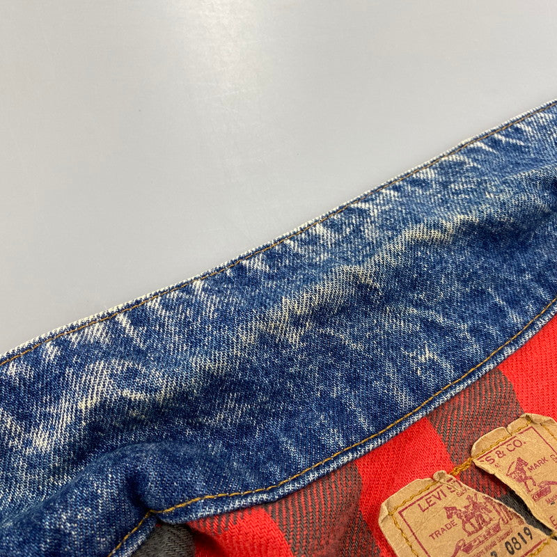 【中古品】【メンズ】 SMALL-E BUFFALO PLAID FLANNEL LINER CHEMICAL WASH DENIM JACKET 70417 0819 刻印527 ケミカルウォッシュ デニムジャケット USA製 アウター 146-251027-as-09-izu サイズ：L カラー：インディゴ 万代Net店