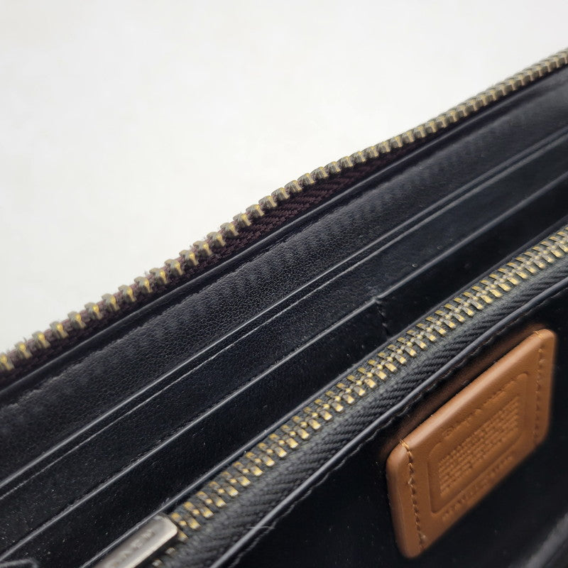 【中古品】【レディース】 COACH コーチ × DISNEY ディズニー SIGNATURE ROUND ZIP LONG WALLET F31350 シグネチャー ラウンドジップ ロングウォレット 長財布 181-251028-as-38-izu カラー：ブラウン 万代Net店