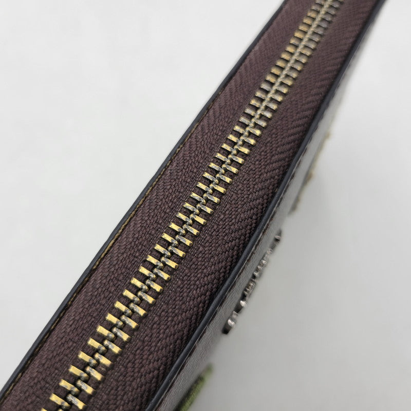 【中古品】【レディース】 COACH コーチ × DISNEY ディズニー SIGNATURE ROUND ZIP LONG WALLET F31350 シグネチャー ラウンドジップ ロングウォレット 長財布 181-251028-as-38-izu カラー：ブラウン 万代Net店