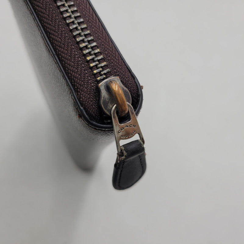 【中古品】【レディース】 COACH コーチ × DISNEY ディズニー SIGNATURE ROUND ZIP LONG WALLET F31350 シグネチャー ラウンドジップ ロングウォレット 長財布 181-251028-as-38-izu カラー：ブラウン 万代Net店